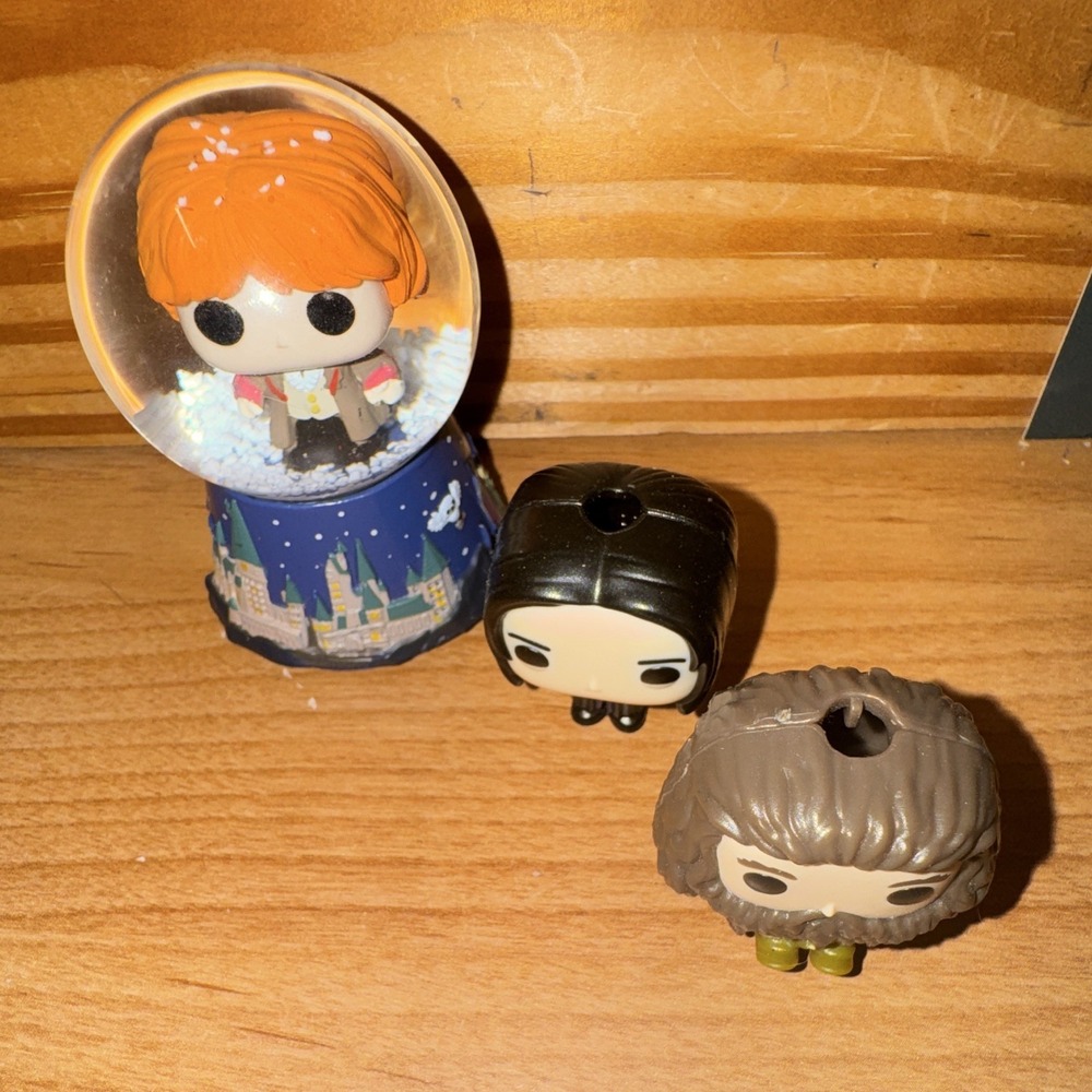Harry Potter Fantasy Mini Figurines Lot w/ Snow Globe - 3 Piece Set
